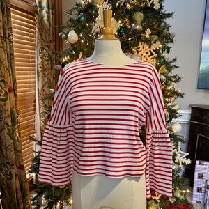J Crew Red & White Striped Women's Top XXS